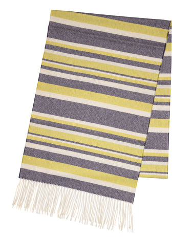 Joshua Ellis Classic Herringbone Brushed 100% Cashmere Scarf Chartreuse
